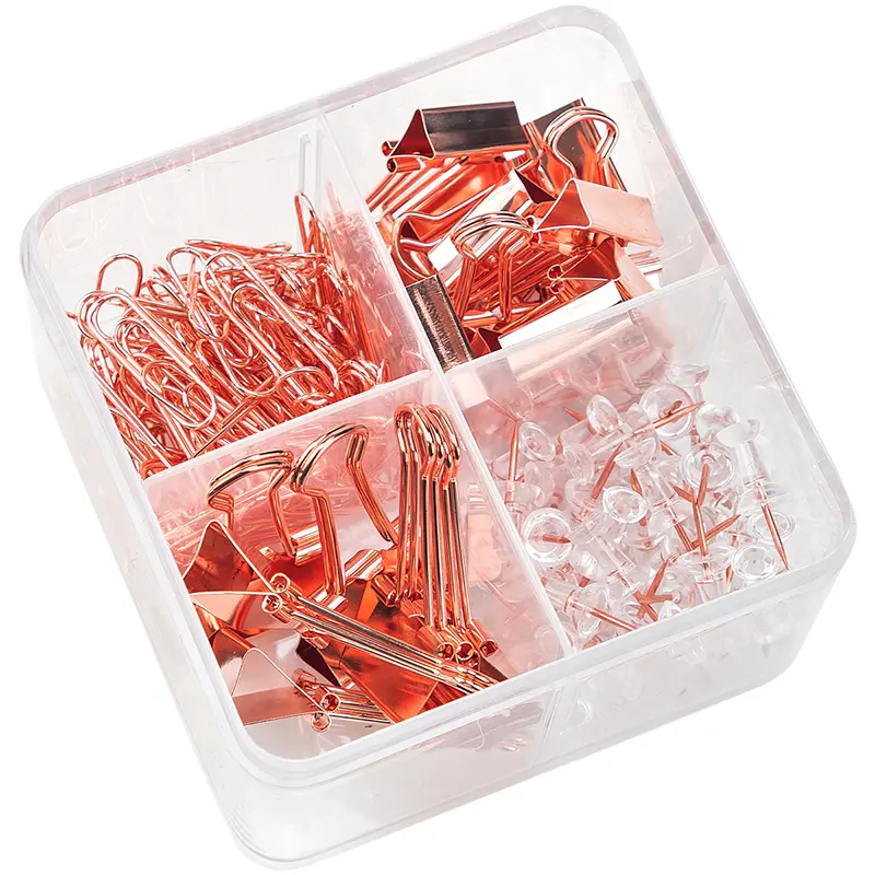 Rose Gold Desk Accessories Office Supplies Set,6+15 Ticket Holders,100 Paper Clips,50 I-Beam Pins