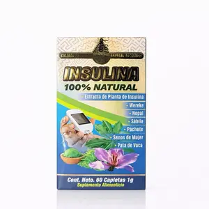 Insulina 100% Natural Herbal Supplement – Plant Extract Formula with Nopal, Aloe Vera & Wereke – 60 Caplets (1g Each)