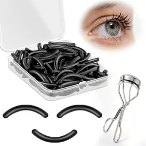 100 count Eyelash Curler Refill Pads,  Rubber Eye Lash Curler Replacement Refills Thick for Universal Eyelash Curlers,Black