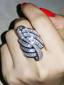 Elegant Artificial Zircon Decorated Ring, Double Layered Ring, Fashion Accessories for Women & Girls, Trendy All-match & Exquisite Jewelry for Birthday Gift, Artificial Zircon Rings