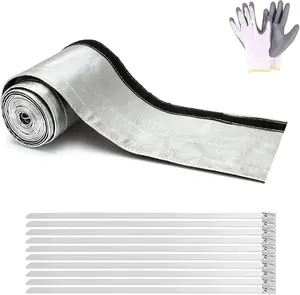 Heat Shroud Aluminized Sleeving Heat Shield Fuel line Wire Heat Sleeve for Ultimate Heat Protection Hose Wire Sleeving, 3/4" I.D.x 10FT with 10PCS Stainless Steel(304) Cable Metal Ties-Silve