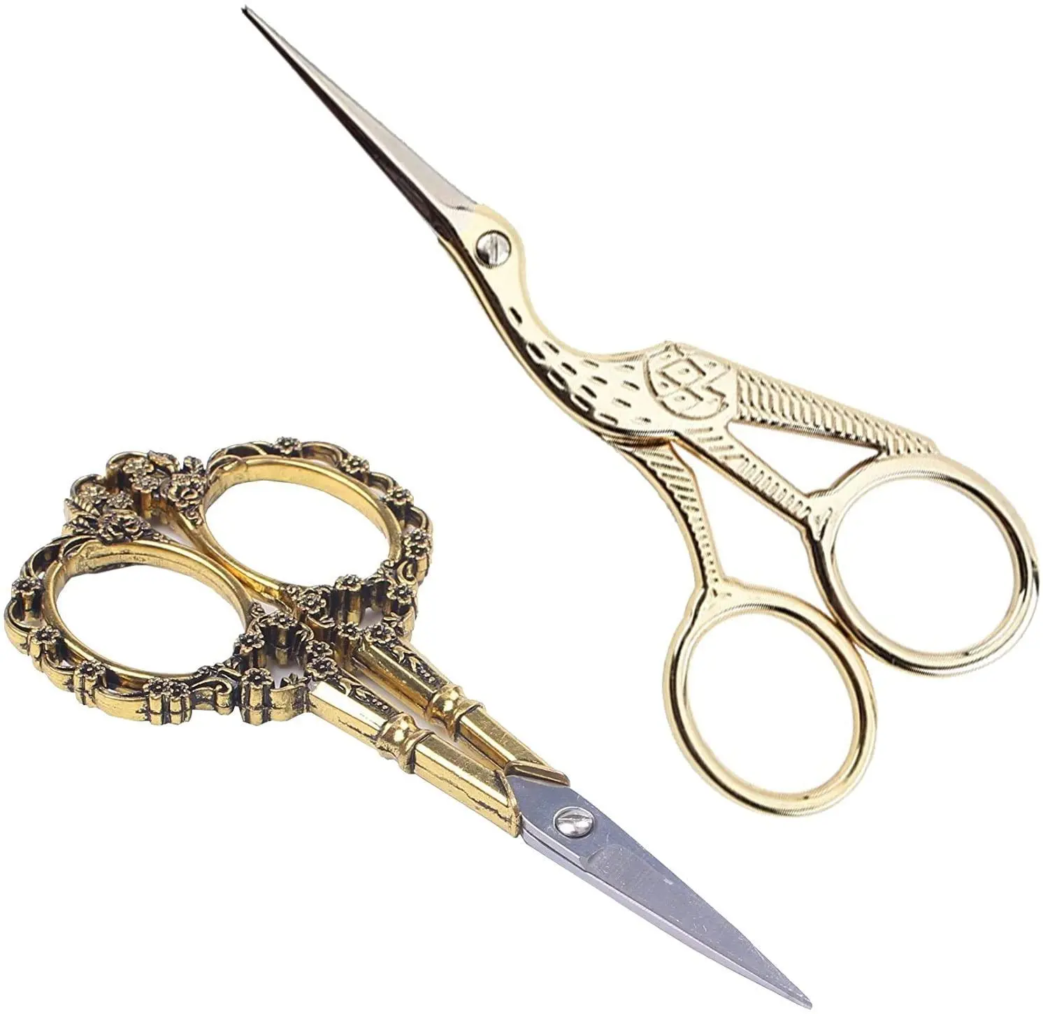 2 Pack Embroidery Scissors Set,Stainless Steel Sharp Stork Scissors for Sewing Crafting,Ideal for Embroidery,Sewing,Craft,Art Work & Everyday Use,Halloween Christmas Party Gifts,Hand Tools Kits