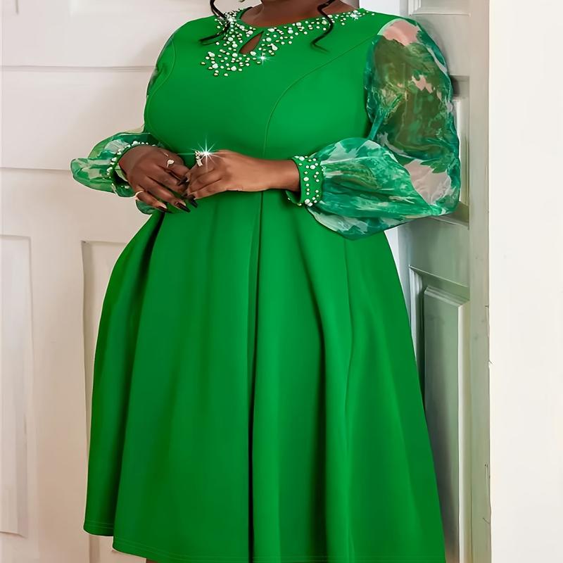 Elegant Emerald Green Beaded Round Neck Long Sleeve Formal Dress VV607860 with Ruching Tie-Dye Detail Machine Washable Polyester for Weddings Galas Parties Womenswear Elegant Emerald Green Beaded Round Neck Long Sleeve Formal Dress VV607860 with Ruching Tie-Dye Detail Machine Washable Polyester for Weddings Galas Parties Womenswear
