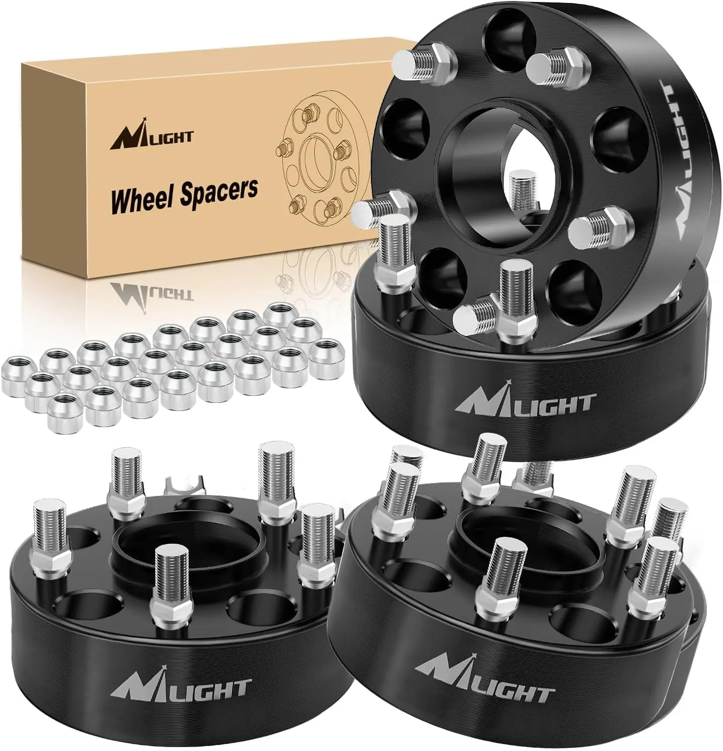 Nilight 5x5 Inch Wheel Spacers - 1.5in, 5x127mm Aluminum Car Accessory with Bolts, CNC Automatic Processing for 2007-2018 Wrangler JK/JKU, 1999-2010 Grand Cherokee WJ/WK, 2005-2010 Commander Xk