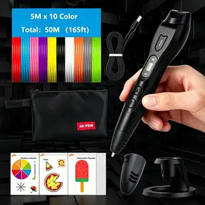 New Upgraded 3D Printing Pen, No Clogging Nozzle, Easy to Use, PLA Filament: 10 Colors x5m Each, Total 50M/165ft, Comes with Portable Storage Bag+ Color Gift Box Packaging, 3DLNK- Perfect Gift for Loved Ones