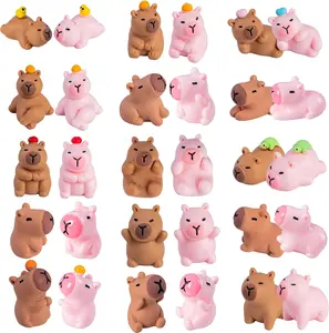 Mini  Capybara 32P Variety   Figures Miniature Little Small Capybara Figurines Bulk for  Fairy Garden Landscape Accessories  Crafts Decor