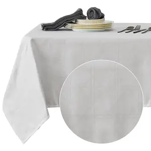 Deconovo Decorative Jacquard Square Tablecloth Wrinkle and Water Resistant Spill-Proof Tablecloths with Geometric Patterns for Outdoor Picnic