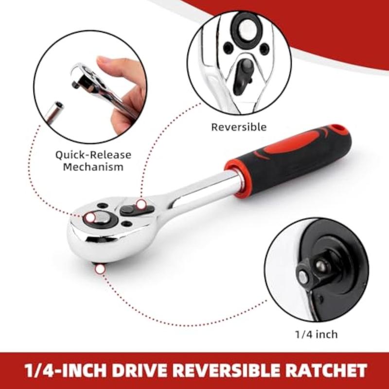 46pcs Car Repair Machinery Tools Set, Household Machinery Tools, Socket Wrench Diy Repair Tool Kit, Ratchet Screwdriver Compatible with Car Repair & Bicycle Repair, Hardware Toolbox Compatible with Auto Repairing, Valentine's Day Gifts for Husband and Man