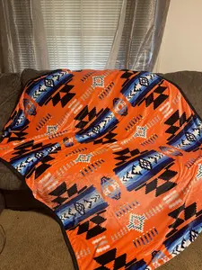 Native Sunset Orange Aztec Full 60"x 80" Oversized Throw Single Layer Soft Plush Blanket
