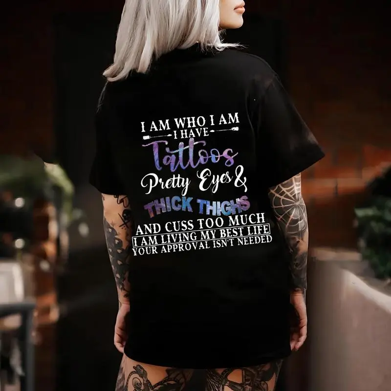 Tattoos Pretty Eyes and Thick Thighs Printed tshirt ,hoodie, sweatshirt, Aesthetic tatoo merch summer outfits, style, streetwear, Nun top, vintage y2k graphic tees, Fatherday, Memorial day, 4th July Casual Cotton