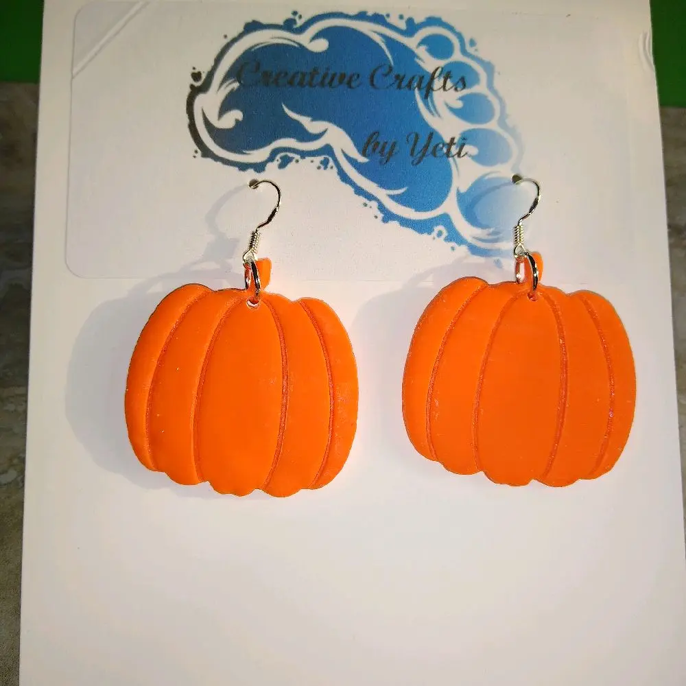 Creative Crafts by Yetti Pumpkin Polymer Clay Earrings Orange Halloween Design Unique Jewelry