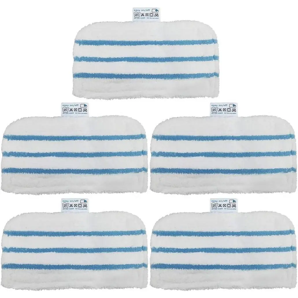 Ugardo 5-Pack Reusable Microfiber Mop Refills, Washable Pads Replacement for Black+Decker 1600 Series Steam Mop HSMC1300FX, HSMC1321, Reusable Mop Pads Clean Mop