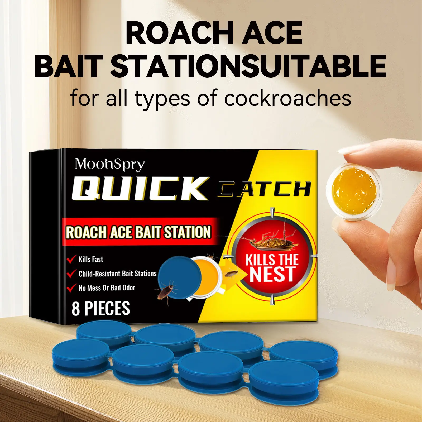 Deworming Cockroach Bait Station - Kitchen and Home Cockroach Removal Full Nest Cleaning Agent for Effective Cockroach Control