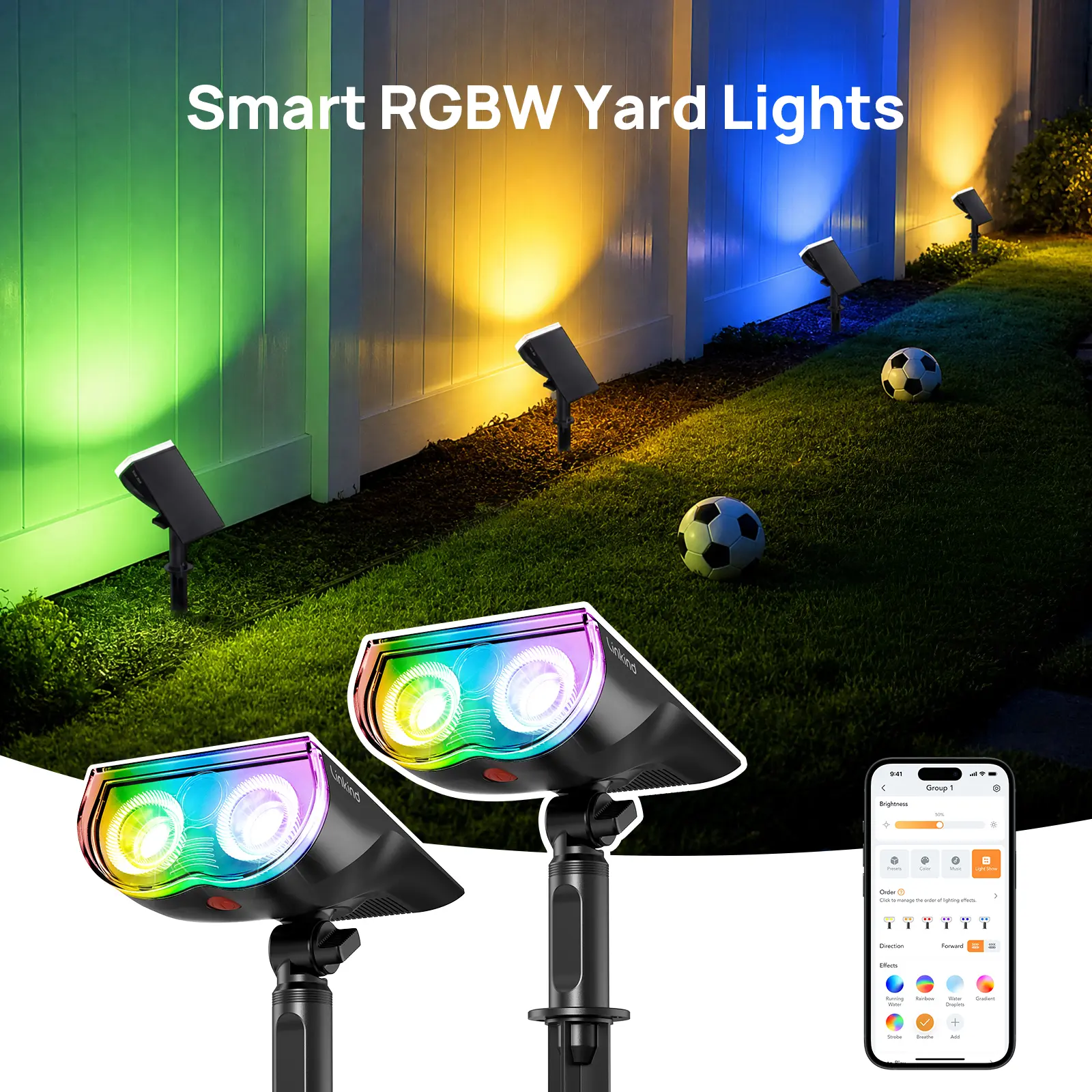 [Get $10 OFF!] Linkind Smart Solar Spotlights RGBTW Color Changing Cool Warm White Landscape Lighting APP Control Solar Lights Outdoor IP67 Waterproof for Yard Garden Pathway with AI-Dot App for Customizable Scenes Solar Outside Lights