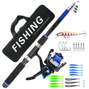 Portable Fishing Rod Set, Multiple Sizes Available, Pre-Threaded Spinning Reel, Lure Accessories, Storage Bag, Beginner Outdoor Fishing Gear