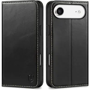 Wallet Case for  Air 6.5-inch 2025 | Flip  Cover, Kickstand, RFID Blocking Card Holder, Shockproof, Soft TPU Phone Shell - Retro Black