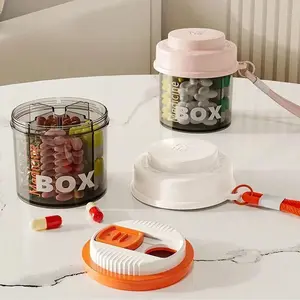 Portable Sealed Pill Organizer Box Travel Medicine Dispenserwith Lanyard Multi-Compartment Vitamin SupplementContainer Daily Moisture-Proof Pill Case weekly pillbox