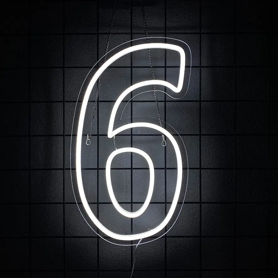 Number 6 Neon Sign Birthday Led Sign Number Six Light Up USB Powered Big Number Sign Light Up Neon Signs for Birthday Night Light Party Anniversary Wedding Christmas Home Bar Decor