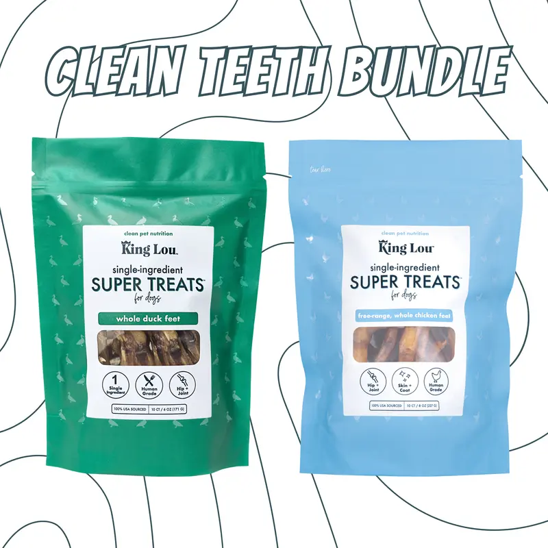 Single Ingredient Dental Treats Bundle, Duck Feet+Chicken Feet, Human-Grade, Single Ingredient, 100% USA Healthy Treats for Dogs and Cats