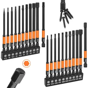 K7   22pcs Hex Bit Set，Impact Driver Bit Set，Screwdriver Bit Set，Allen Wrenches Sets，Allen Socket Set，4" Long Metric&SAE 1/4" Hex Shank Magnetic Allen Key Drill Bits Sets