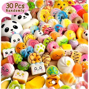 Party Favors 30Pcs Kawaii Squishies Christmas Stocking Stuffers Random Slow Rising Squeeze Fidget Toy Phone Straps Stress Ball Toys for Kids Adults Birthday Pinata Easter Basket Fillers Pretend Play