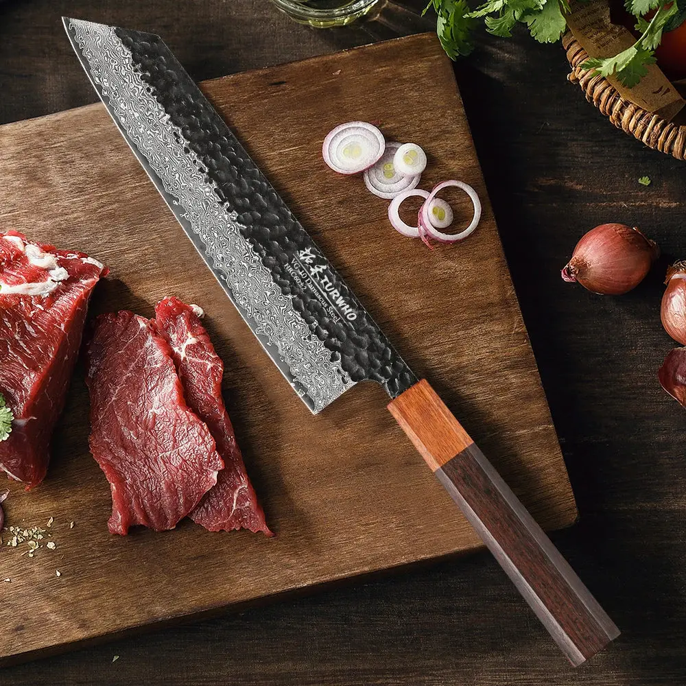 8.2-Inch Japanese Hand Forged Kiritsuke Knife Damascus Steel Kitchen Chef Knives Sharp Professional Cleaver Cooking Tools