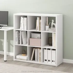 9-Cube Open Back Reversible Bookcase - Extra Thick Frame Composite Wood Modern Cubicle Shelves, 14.6x44x44in Furniture for Living Room, Home Office
