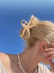 Large Metal Starfish Hair Clip, Non-Slip Strong Fixing, Beach Style Hair Accessory, Mermaid Aesthetic, Summer Holiday Hair Decoration for Women
