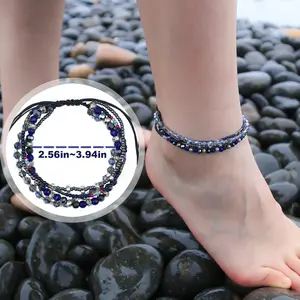 2 Pieces Adjustable Boho Bracelet and Anklet for Women - Handmade Beaded Jewelry, Stackable Beach Anklet for Casual Outfit or Gift