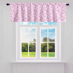 Feelyou Unicorn Window Curtain Valance - 1 Panel (52"Lx12"W) Rainbow Cloud Printed Dreamy Horse Design Window Curtains for Kitchen, Blush Pink