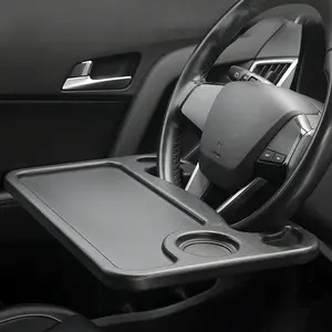 Car Steering Wheel Tray featuring a dining tray beverage holder multifunctional writing surface and accessory organizer compatible with most vehicle models