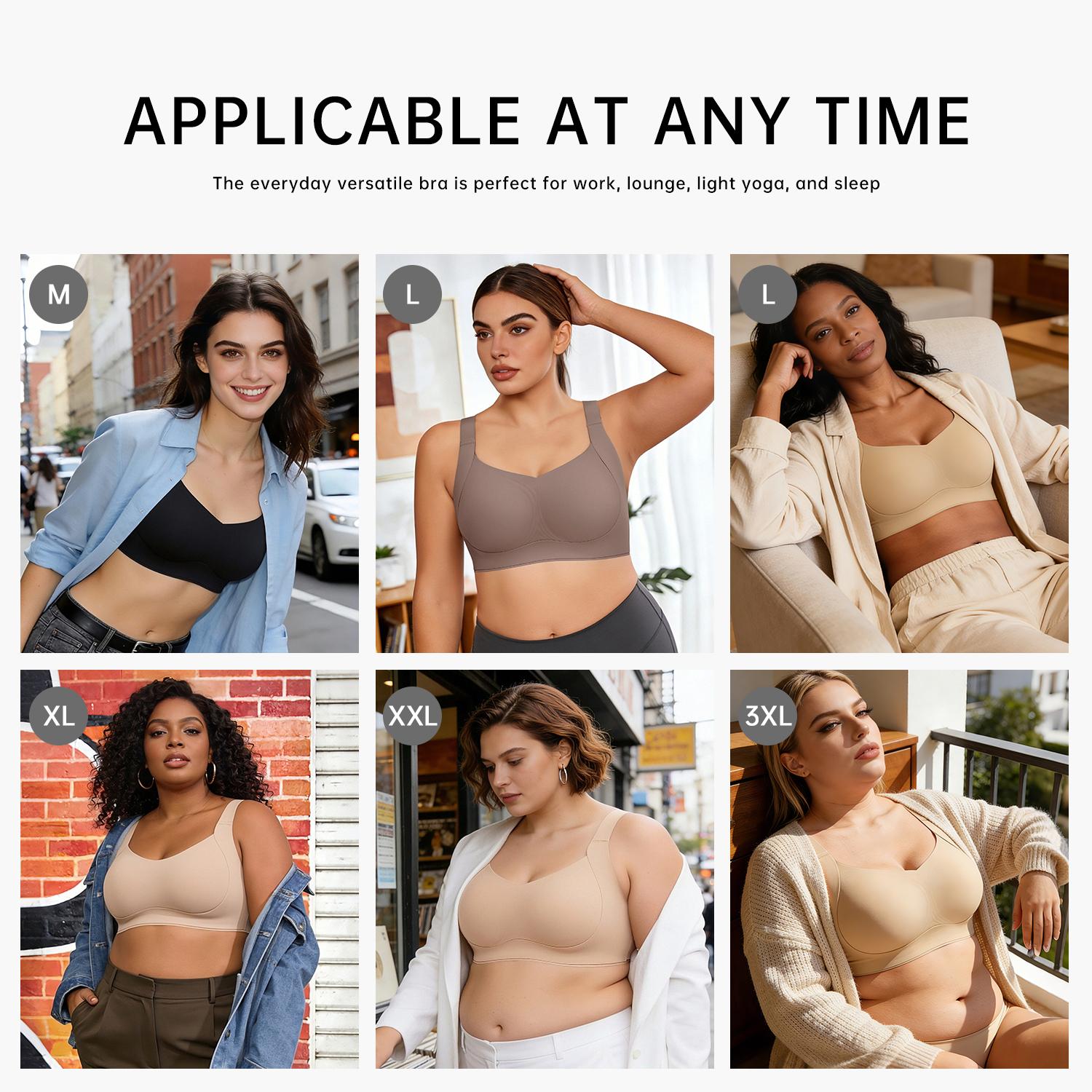 REALWILL Women Wireless Push Up Jelly Bra Supportive Seamless Bras for Women Double-Layer Lifting Straps Full Coverage Comfortable No Underwire T-Shirt Padded Bras Vneck Everyday Bras Springtok Valentine's Day