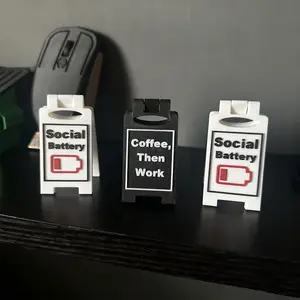 4pcs 3D Printed Desktop Decorations, Warning Overstimulation Office Desk Sign, Funny Warning Brand Style, Office Prank Gift