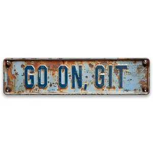 Vintage Metal Sign, 1/20pcs Go on Git Letter Pattern Metal Nameplate Sign, Wall Art for Home, Bar, Pub, Cafe Decor, Wall Decor, Room Decor, Signage, Decorating, Decoration Items