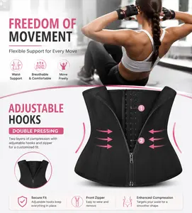 Women's Adjustable Waist Trainer Corset, Hook & Eye Closure Zipper Shapewear, High Compression Tummy Control Waist Cincher for Postpartum Support, Mesh Breathable Body Shaper for Everyday Wear