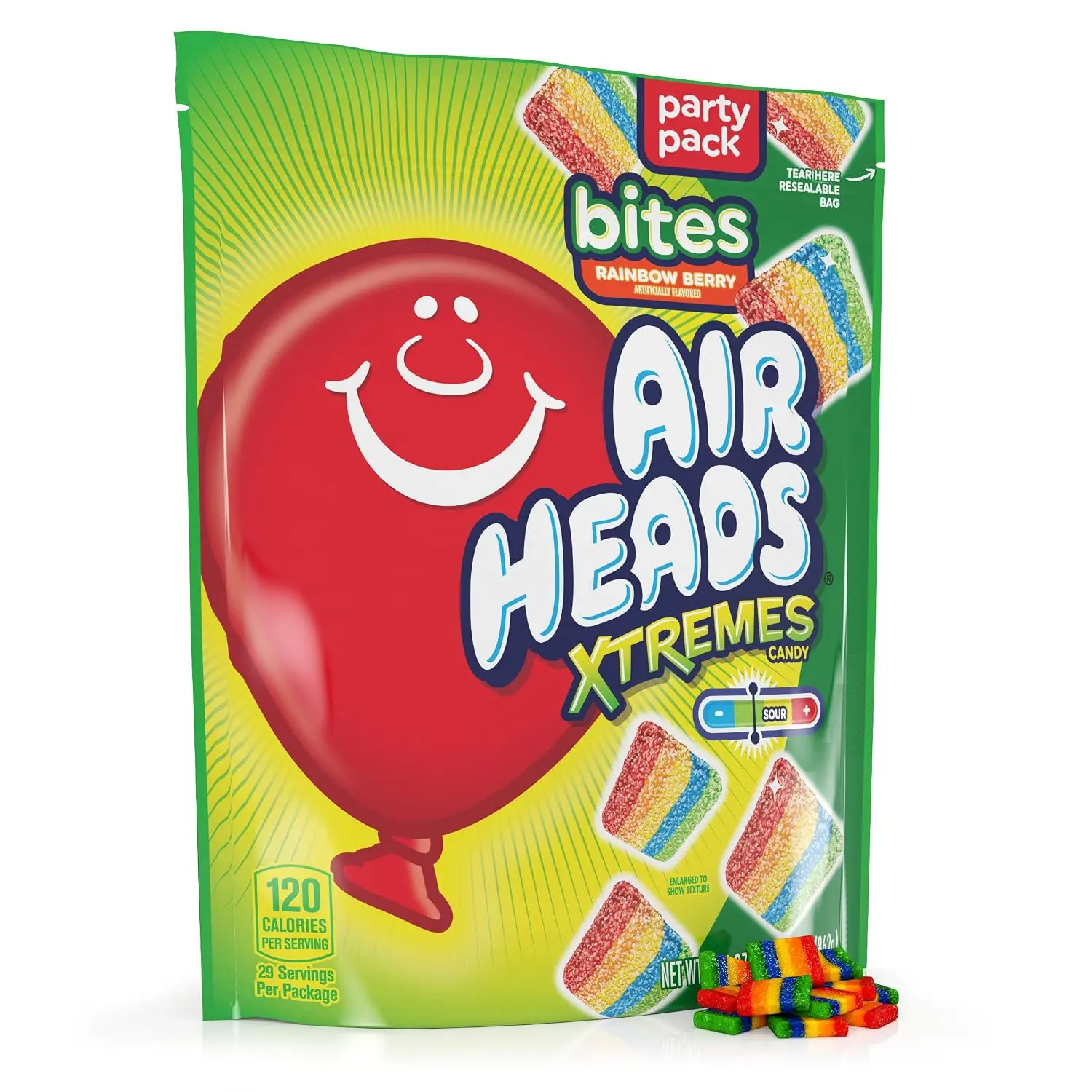 Sour Rainbow Berry Candy Bites, 30.4 oz Bulk Bag - Individually Wrapped, Artificially Flavored Chewy Sweet & Sour Fruit Candy