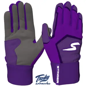 Winder Series Batting Gloves - Purple, Comfortable Fit, Durable Design, Ideal for Baseball and Softball