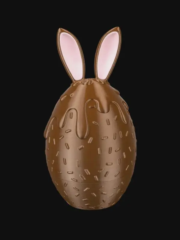 Chocolate Easter Bunny Egg Holder - 3D Printed Candy Container with Ears, Easter Basket Filler, Spring Decor Gift