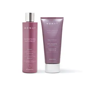 Smoothing Anti-Frizz Shampoo & Conditioner - for smoother, softer tresses with less frizz. Smoothing Anti-Frizz Shampoo & Conditioner - for smoother, softer tresses with less frizz.