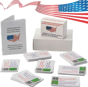 US Civic Test Flash Card 2026-100 USCIS Citizenship Flash Card (Questions & Answers) Bilingual Spanish English Naturalization Study Guide US Civics Test Flash Cards Bilingual Booklet Combo Set