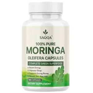 SAQQA Pure Moringa Oleifera Capsules 100% Natural Green Superfood for Energy Boost Bone Strength Skin Hair Care 120 Capsules