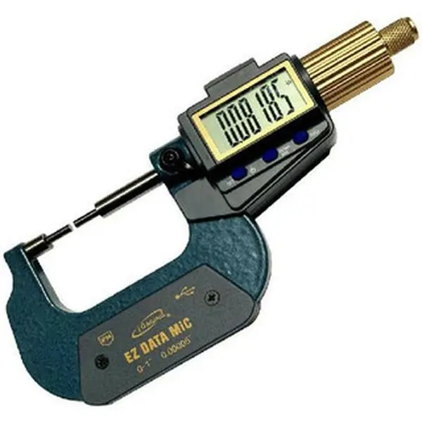 iGaging IP54 Rated Electronic Spline Micrometer, 0-1”/0-25Mm Range, 0.00005”/0.001 Accuracy, Data Output, All-Metal Ratchet Stop, Metal Body, 3V CR2032 Power, Absolute/Incremental Setting, Inches/Mm Measurement