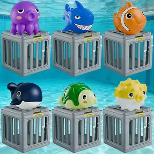 Funscape Kids Pool Diving Toys Water Swimming Dive Pool Game Toddler Bath Toy Play Set W/ Fish Box Floating Animals Fun Outdoor Beach Lake Swim Summer Party Gift 3 4 5 6 7 8 10 12 Year Old Boy Girl