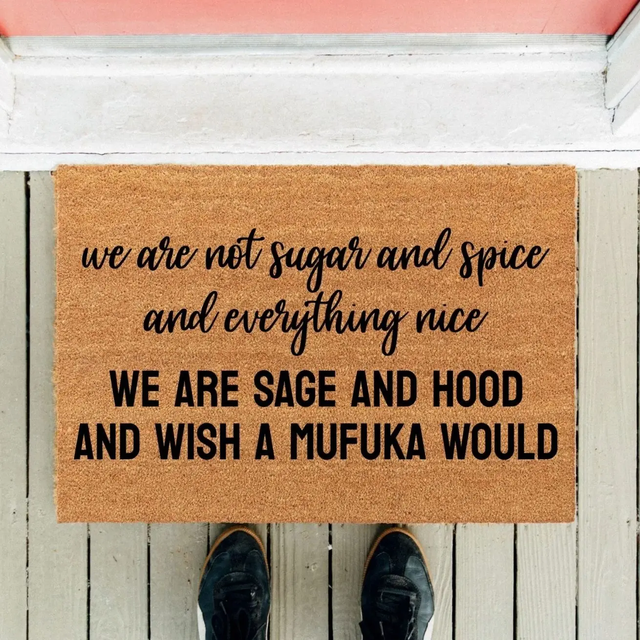 Sage and Hood Funny Coir Doormat | Housewarming Gift