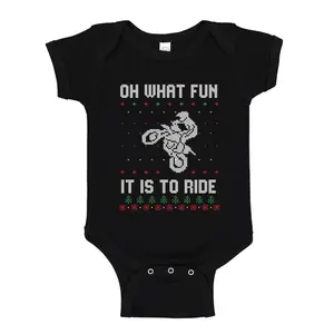 Dirt Bike Christmas Ugly Sweater Motocross Baby One Piece Oh What Fun It is to Ride Shirt, Dirt Bike Baby, Christmas Dirt Bike