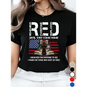 On Friday We Wear Red T-Shirt: US Veteran Remember Everyone Deployed Shirt 100% Regular Fit American Flag Us Veteran Tee, American Flag Military Sweatshirt, on Friday We Wear Red Shirt on Friday We Wear Red Shirt