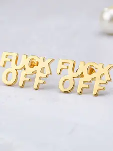 Hip Hop Fashion New Unique Hollow Stainless Steel Letter Fuck off Earrings Studs, Elegant Style, All Seasons