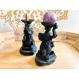 Shungite Elephant || Incense & Sphere Holder