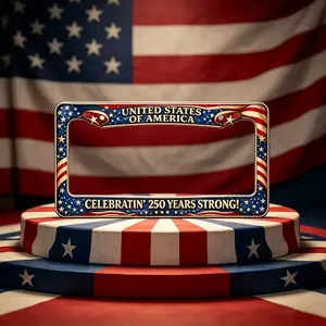 250th Anniversary License Plate Frame 1776-2026, USA Patriotic Metal Decoration with Statue Of Liberty & Liberty Bell for Car Automotive Gift