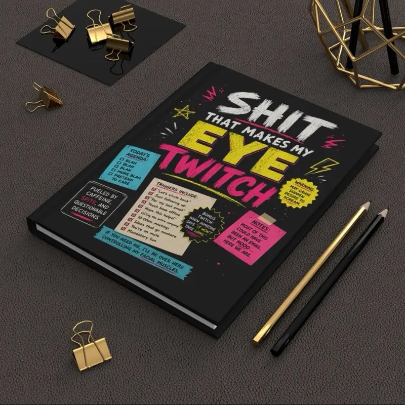 Snarky Corporate Notebook - “Shit That Makes My Eye Twitch” Travel Notebook for Creators
